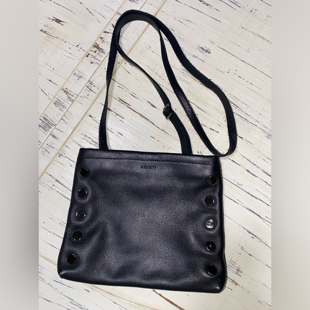 Hammitt Duke Black Triple Compartment Leather Crossbody Purse Handbag